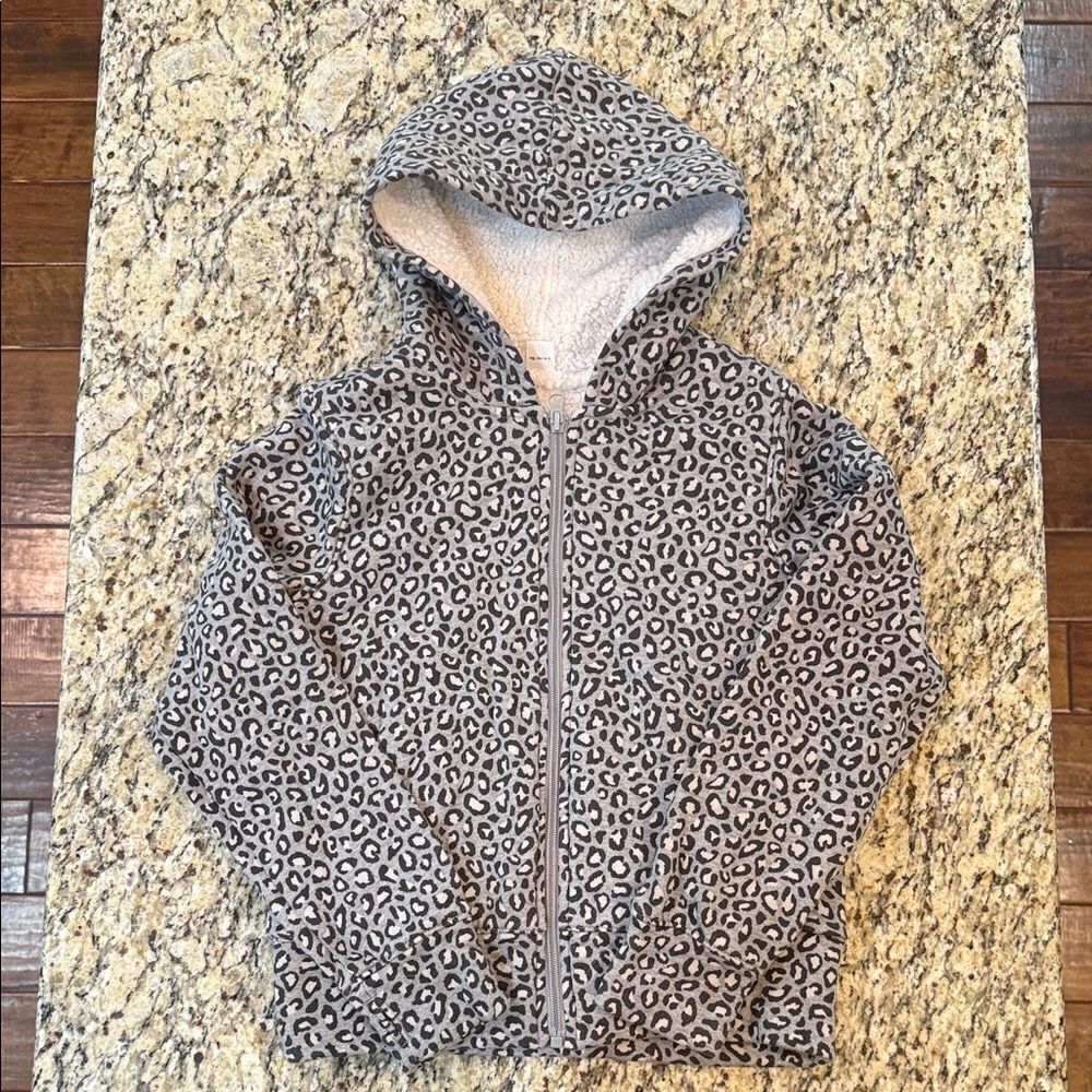 Old Navy Gray Leopard Print Kids Hoodie